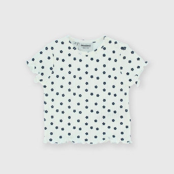 Camiseta canalé para bebè niña, blanco Camiseta canalé para bebè niña, blanco