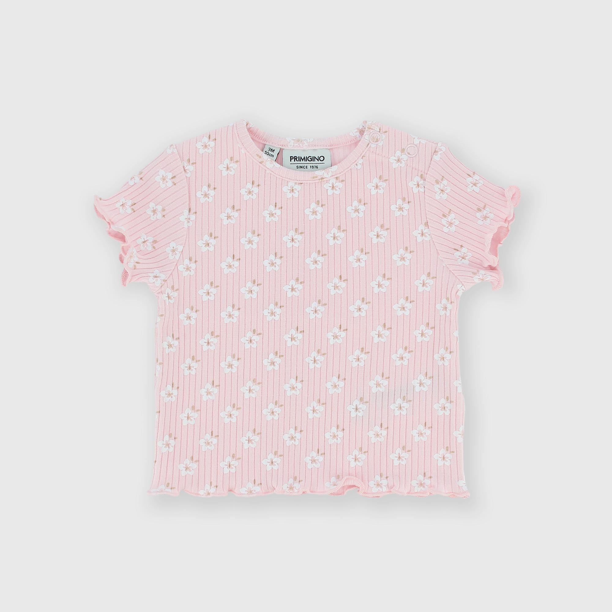 Camiseta canalé para bebé niña, rosa
