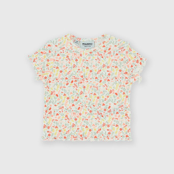 Camiseta canalé para bebè niña, blanco Camiseta canalé para bebè niña, blanco