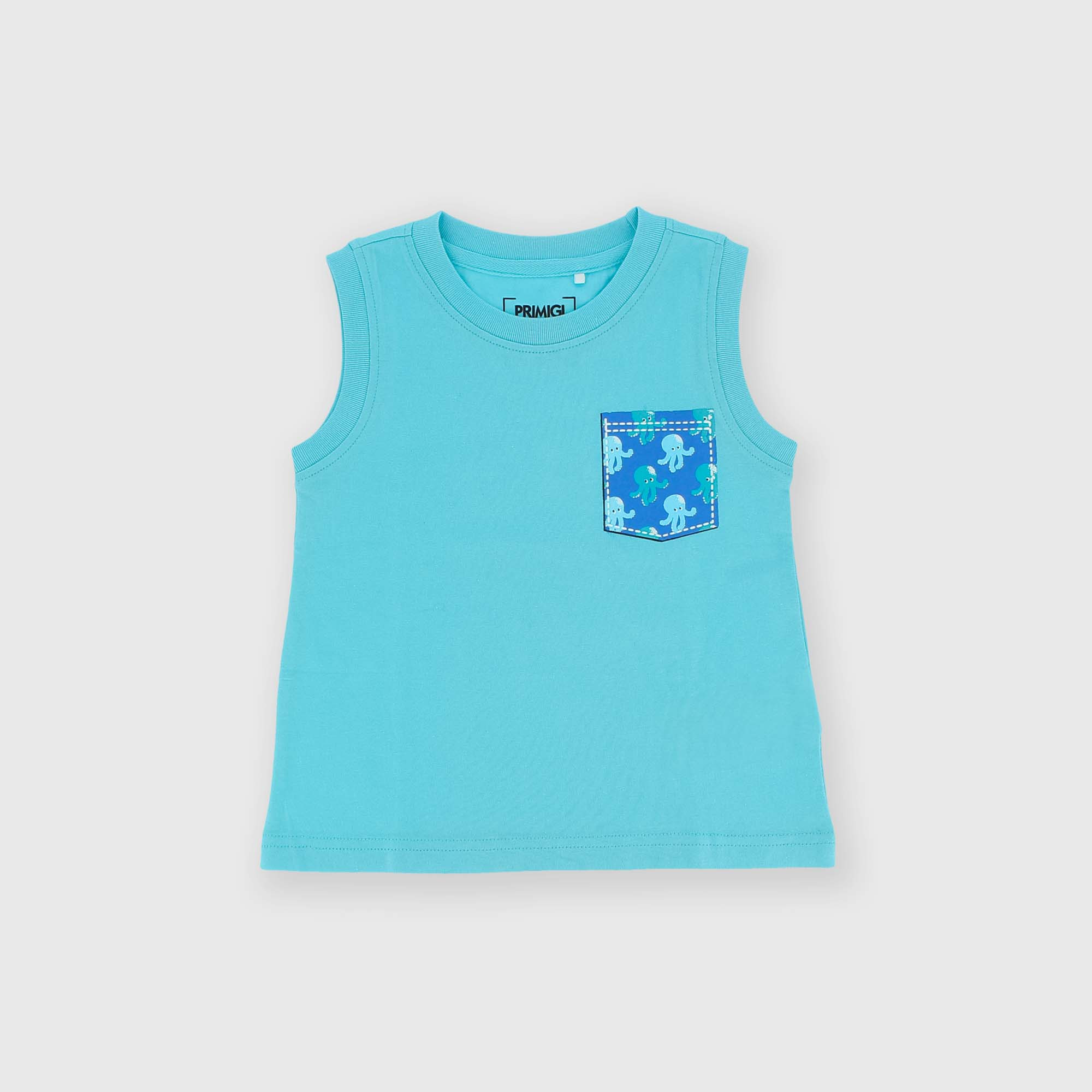 Singlet in Jersey for boy, blue