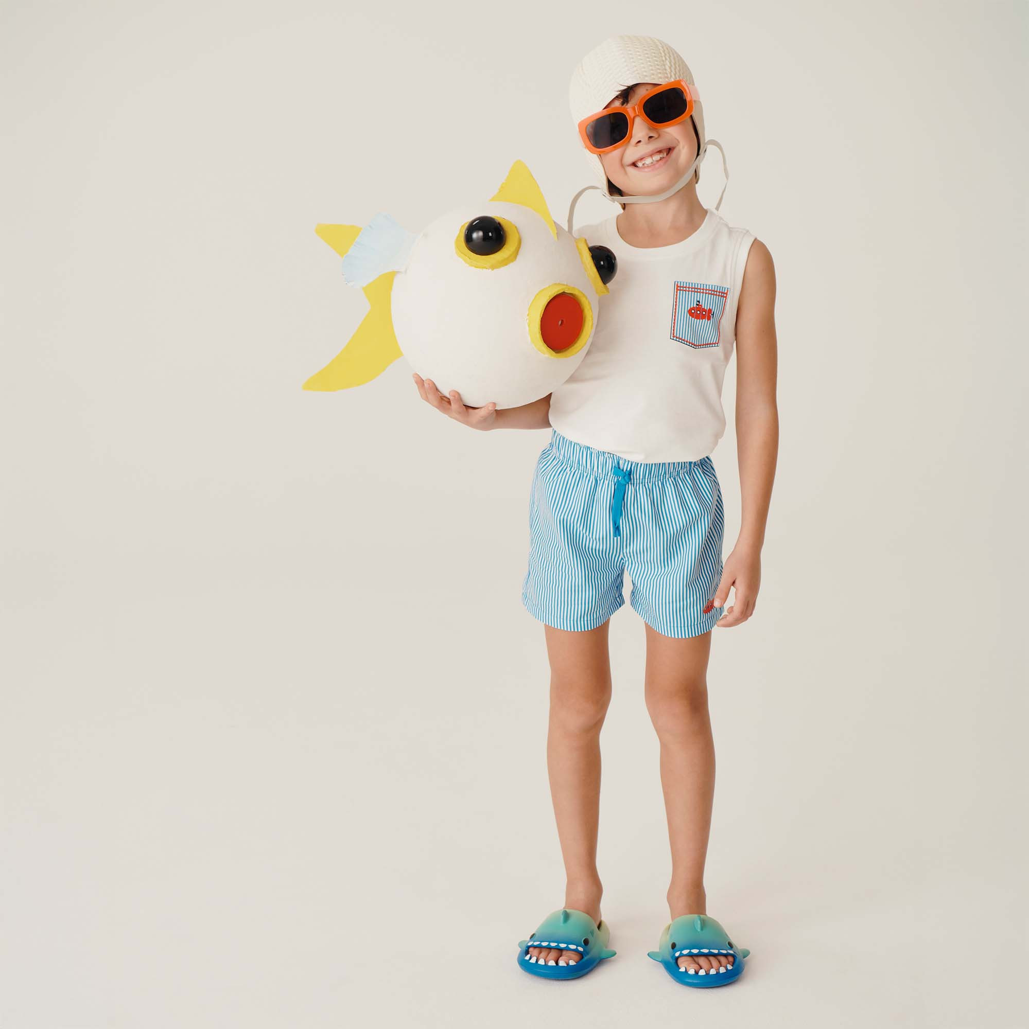 Singlet in Jersey for boy, white