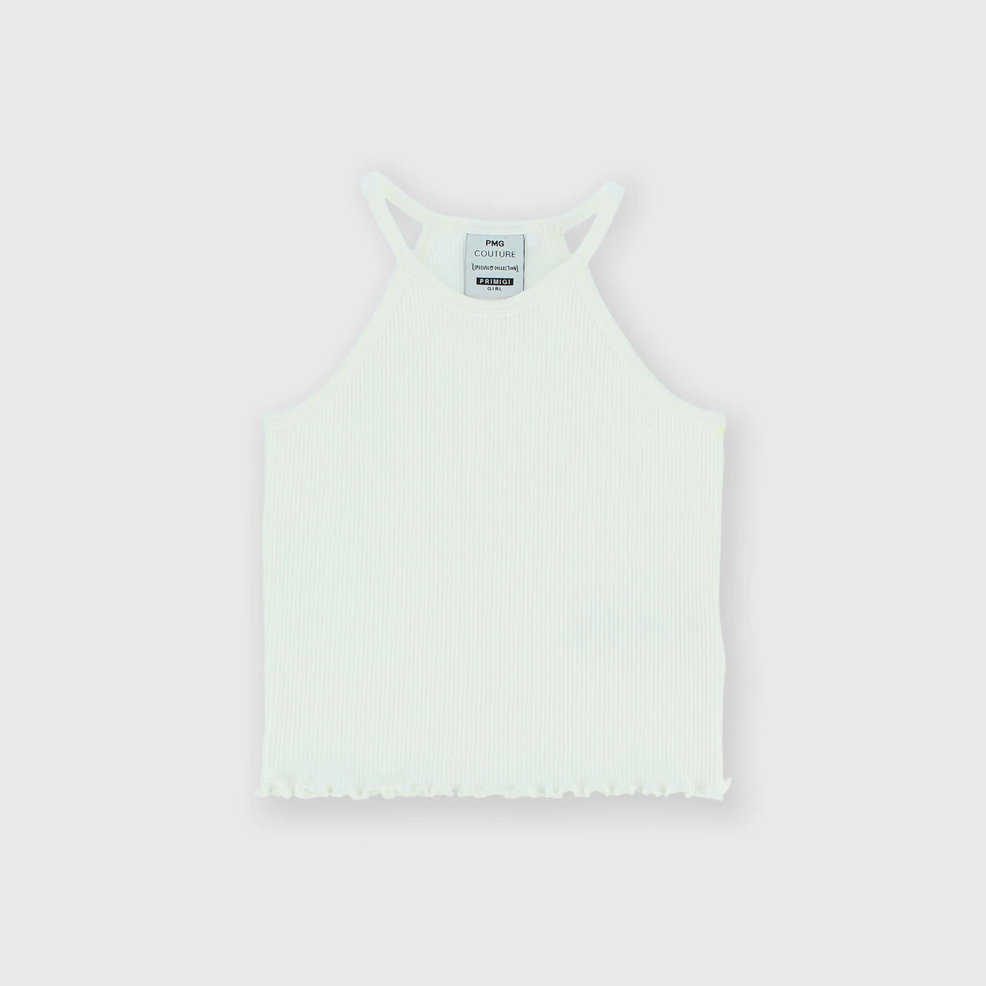 Girl's ribbed singlet, white.