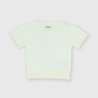 Girl's short-sleeves coton pullover, white  Girl's short-sleeves coton pullover, white