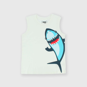 Singlet in Jersey for boy, white Singlet in Jersey for boy, white
