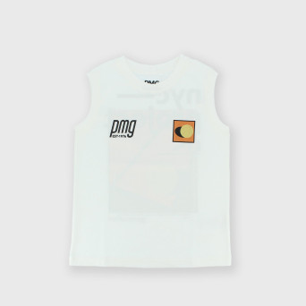 Singlet in Jersey for boy, white Singlet in Jersey for boy, white