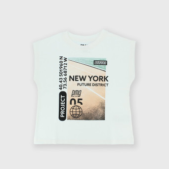 Singlet in Jersey for boy, white Singlet in Jersey for boy, white