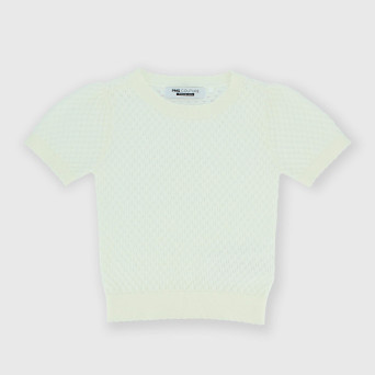 Camiseta de algodón con mangas cortas para niña, blanco Camiseta de algodón con mangas cortas para niña, blanco