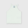 Camiseta de tirantes canalé para niña, blanco Camiseta de tirantes canalé para niña, blanco