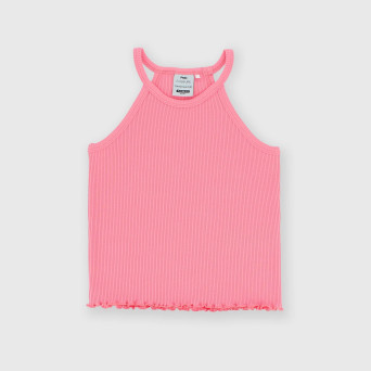 Ribbed singlet for girl, pink Ribbed singlet for girl, pink