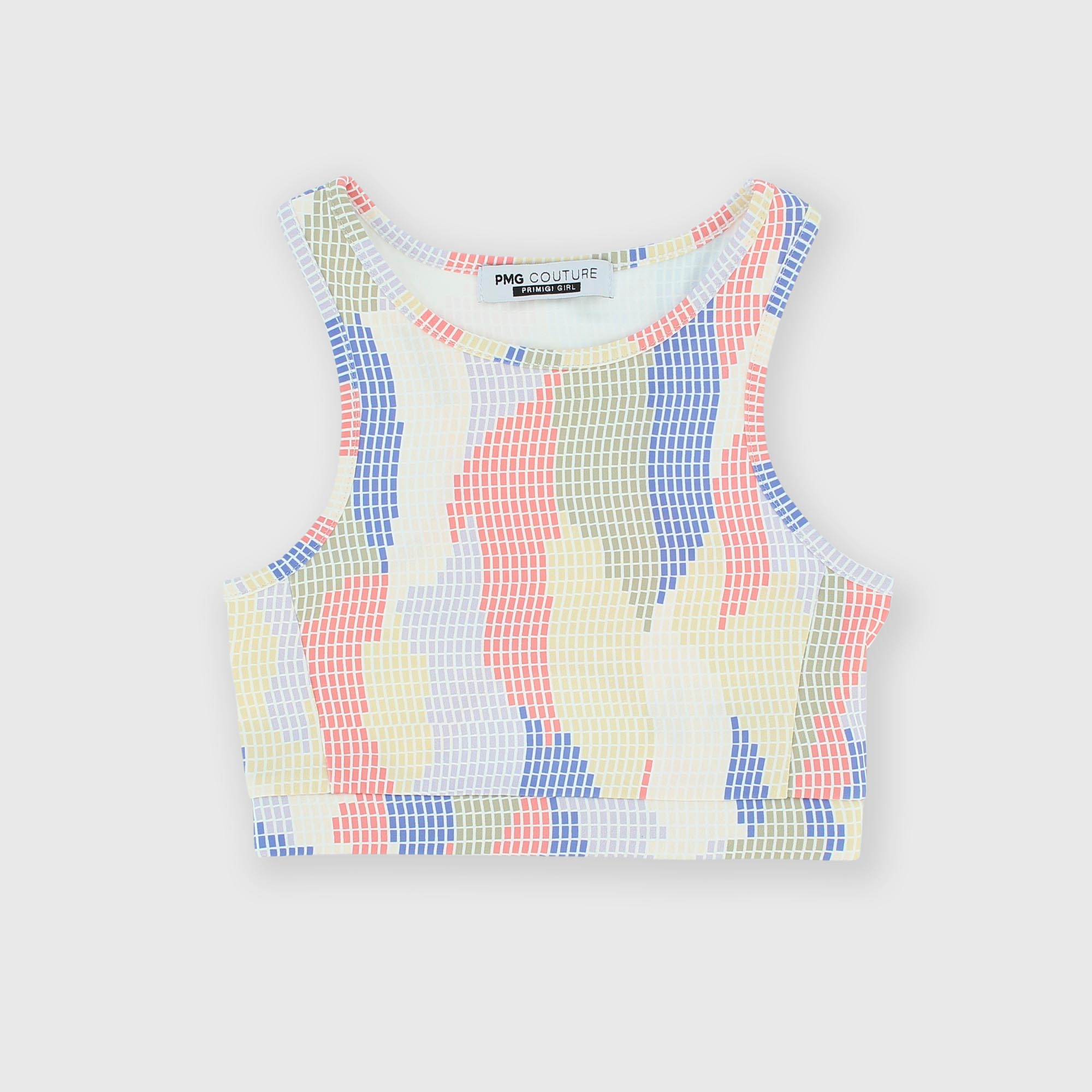 Girl's top in technical fabric, multicolor