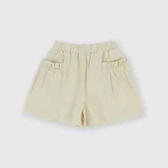 Pantalón corto de algodón-lino para niña, rosa Pantalón corto de algodón-lino para niña, rosa