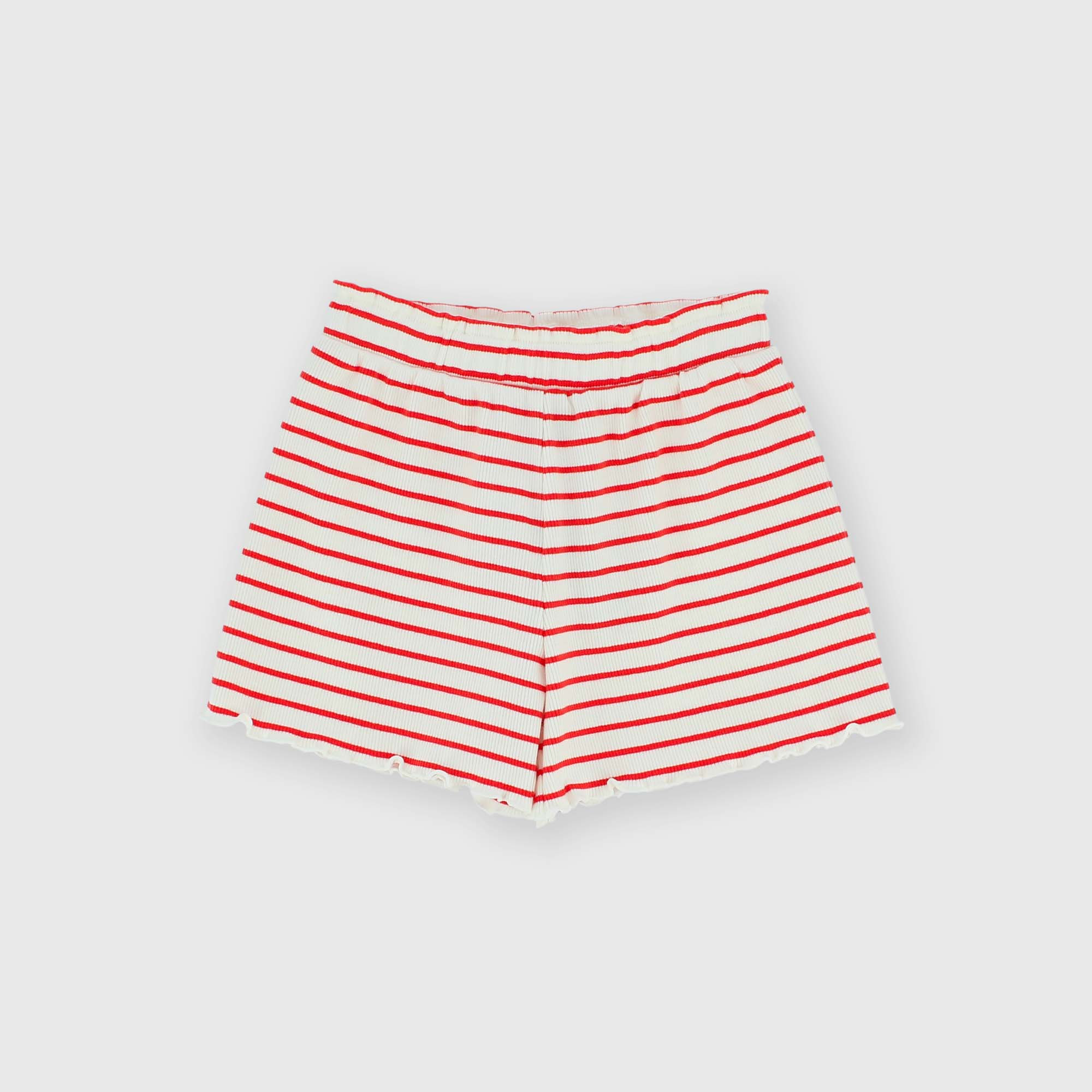 Pantalones cortos canalé para niña, rojo