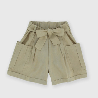 Shorts en coton-lin fille, vert Shorts en coton-lin fille, vert