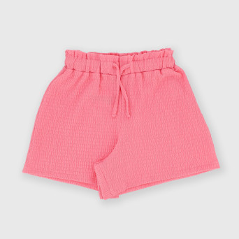 Pantalón corto de tejido seersucker para niña, rosa Pantalón corto de tejido seersucker para niña, rosa