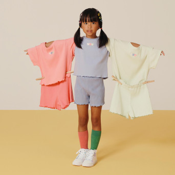 Pantalones cortos canalé para niña, morado Pantalones cortos canalé para niña, morado