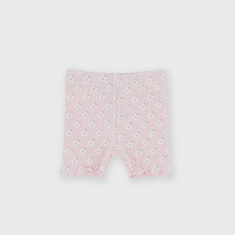 Pantalón ciclista canalé para bebé, rosa Pantalón ciclista canalé para bebé, rosa