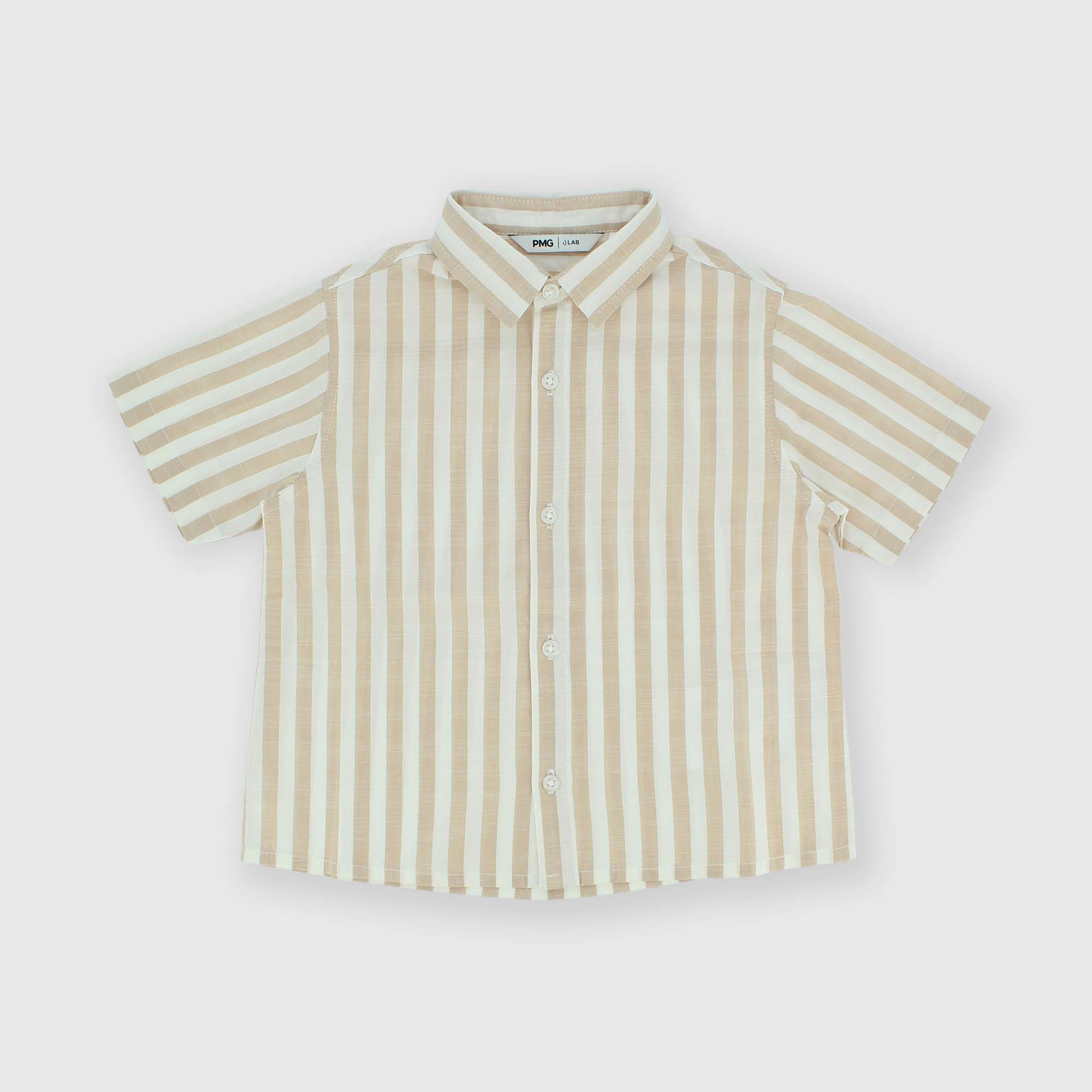 Camisa de algodón con mangas cortas para niño, beige