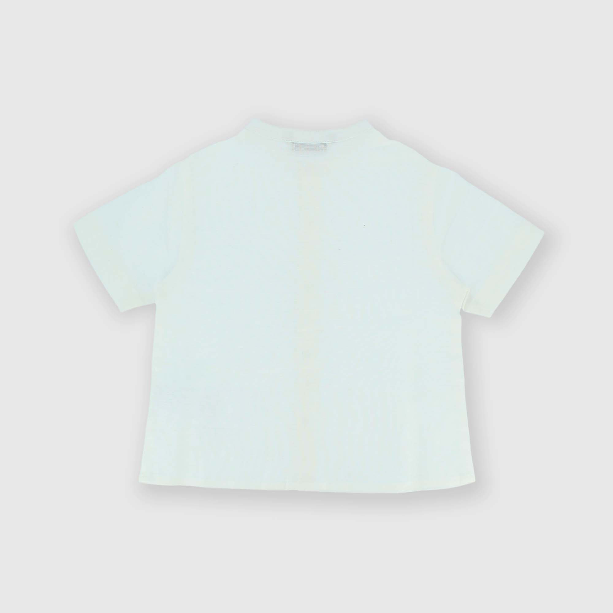 Camisa de algodón-lino con mangas cortas para niño, blanco