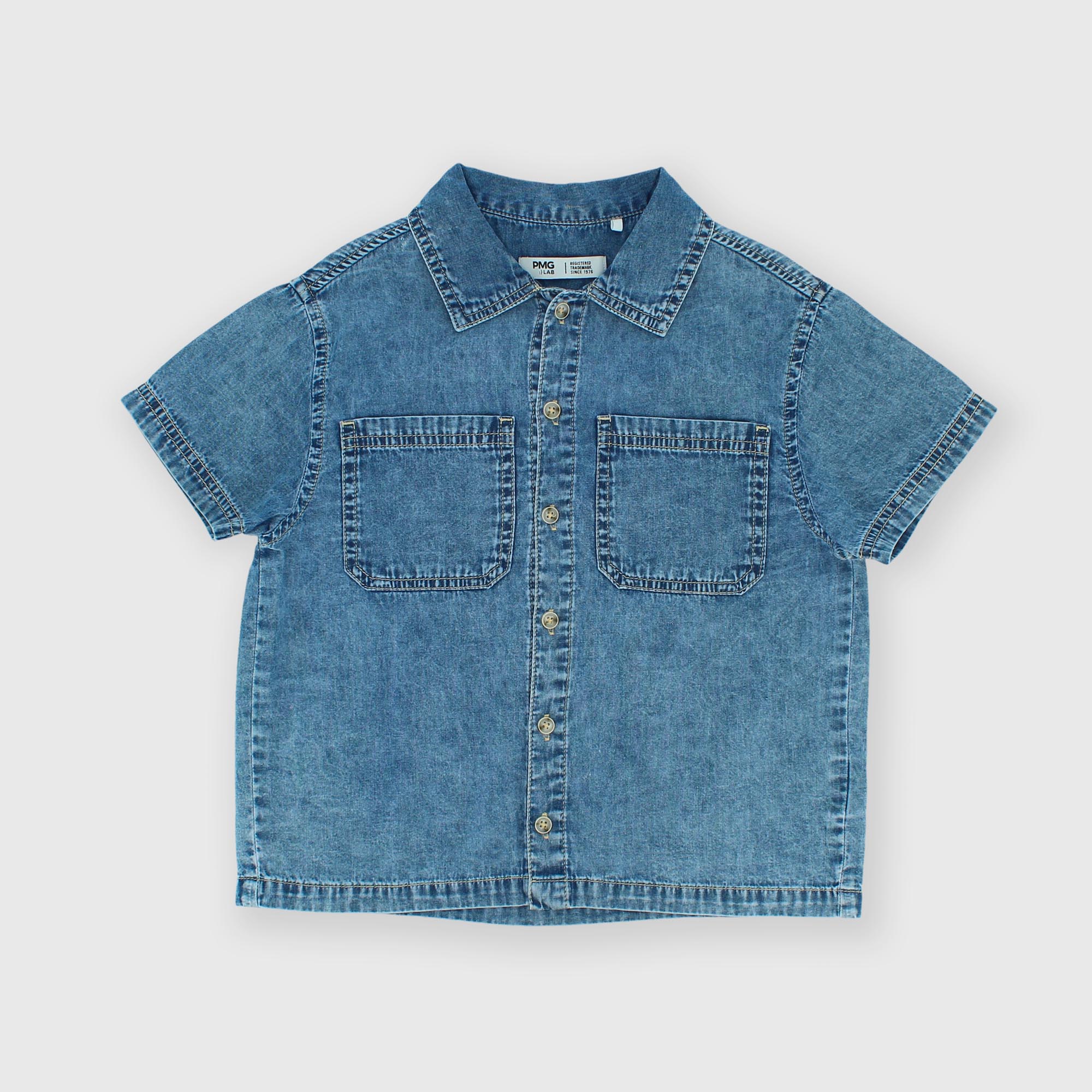 Chemise&#x20;en&#x20;jeans&#x20;manche&#x20;courte&#x20;pour&#x20;gar&#xE7;on,&#x20;bleu