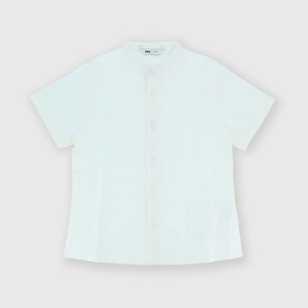 Boy's coton-linen short-sleeves shirt, white Boy's coton-linen short-sleeves shirt, white