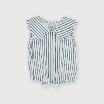 Coton blouse for girl with armhole, blue Coton blouse for girl with armhole, blue