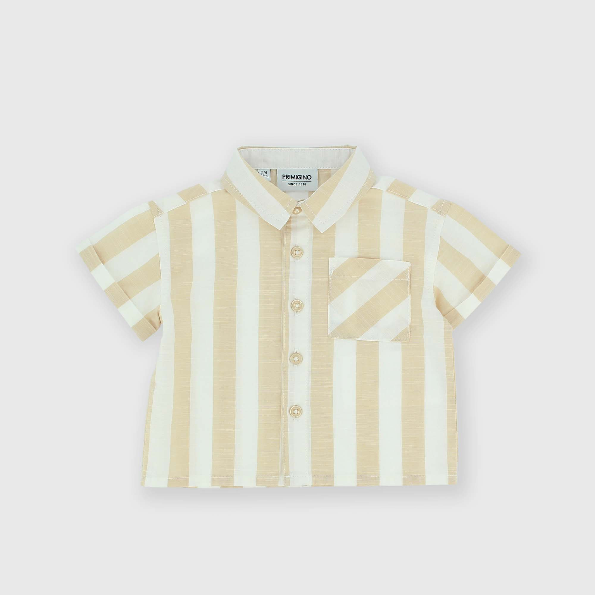 Primigi Camicia in cotone a maniche corte da neonato, beige, Taglia 3M