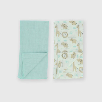 Pack de dos mantas de bebé, verde Pack de dos mantas de bebé, verde
