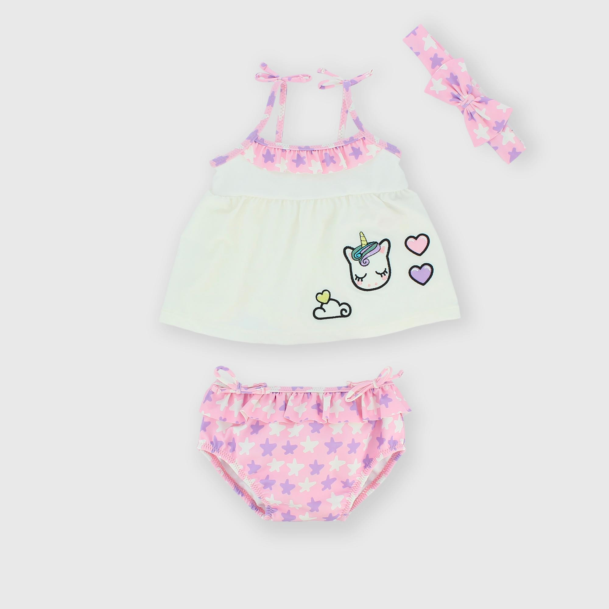 Primigi Completo costume tre pezzi da bambina, bianco, Taglia 9M