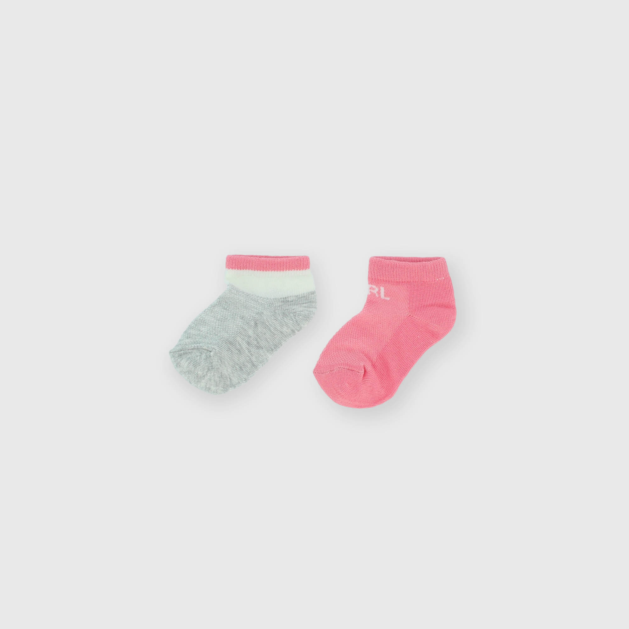 Pack of two pairs of girls' short socks, grey