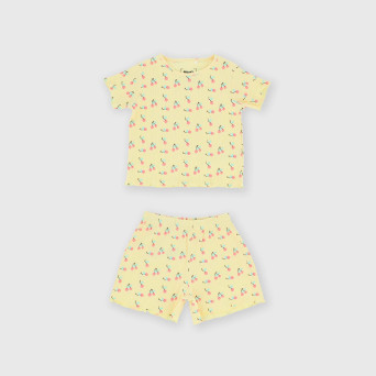 Girl's ribbed pyjamas, yellow Girl's ribbed pyjamas, yellow