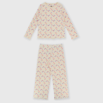 Girl's ribbed pyjamas, pink Girl's ribbed pyjamas, pink