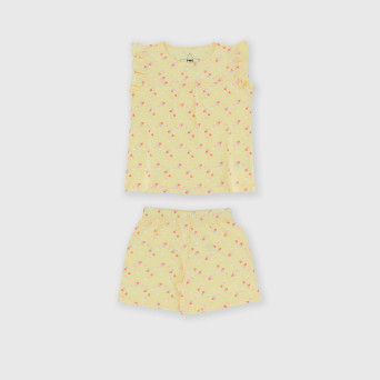 Girl's Jersey pyjamas, yellow Girl's Jersey pyjamas, yellow