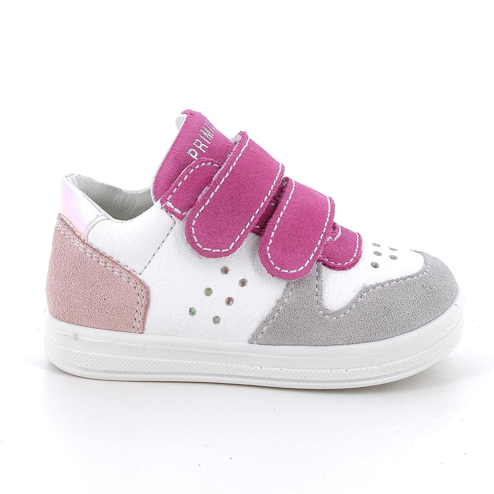 Primigi Sneakers da bambina bianco e fuxia con strap, Taglia 20