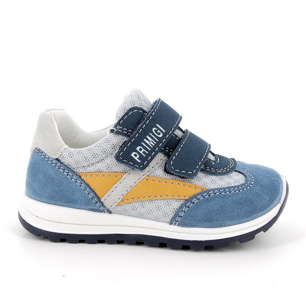 Sneaker pour garçon bleu et gris avec velcro