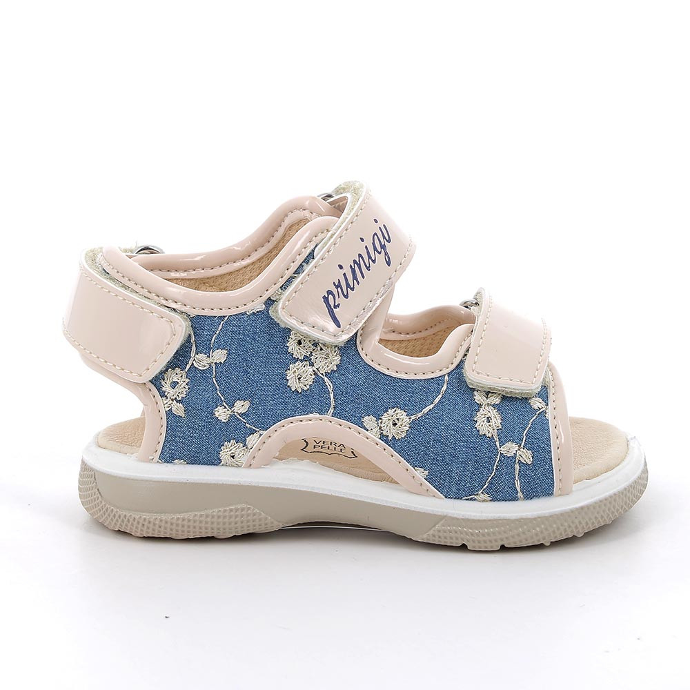Sandals for girls sky blue and beige with velcro