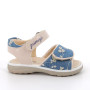 Sandale pour fille bleu clair et beige avec velcro Sandale pour fille bleu clair et beige avec velcro
