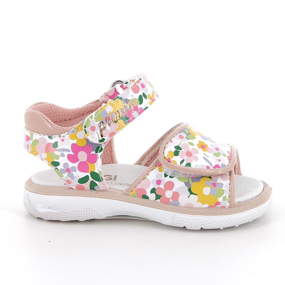 Sandale pour fille beige et rose avec velcro