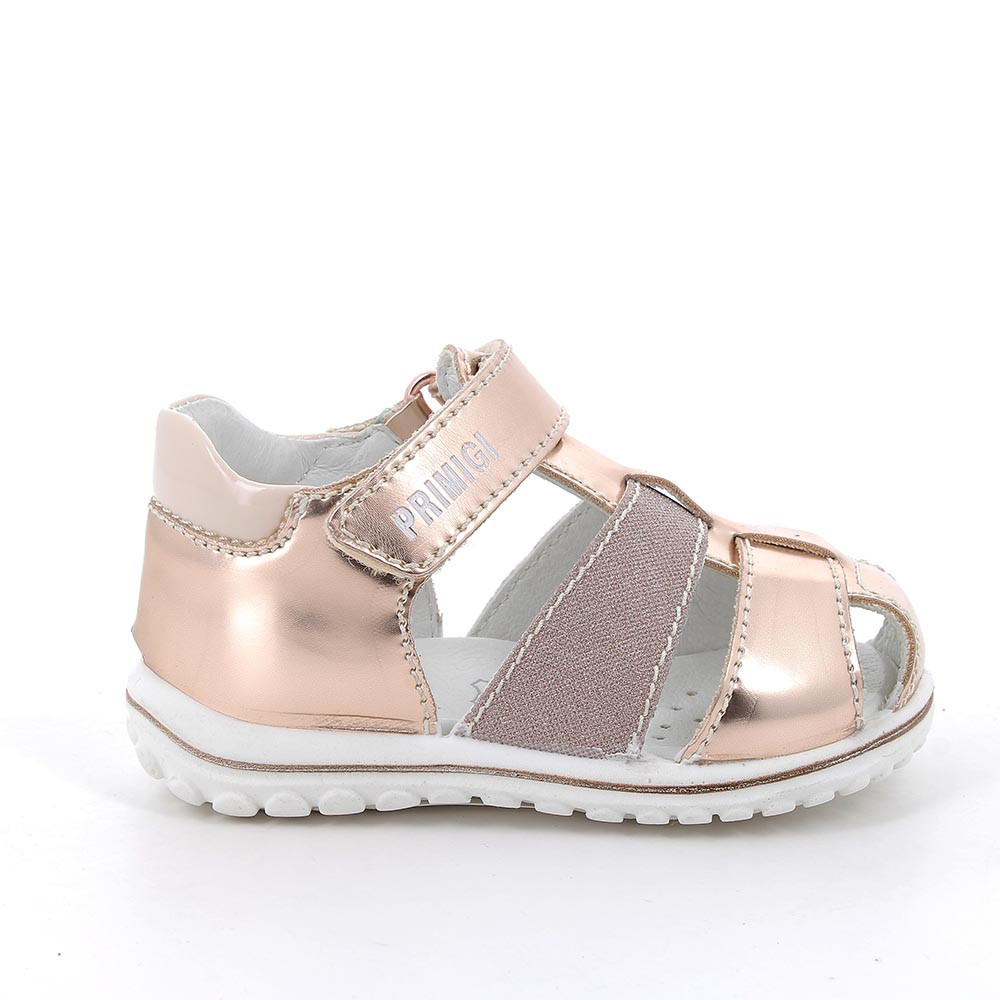 Sandalia para niña platino con velcro