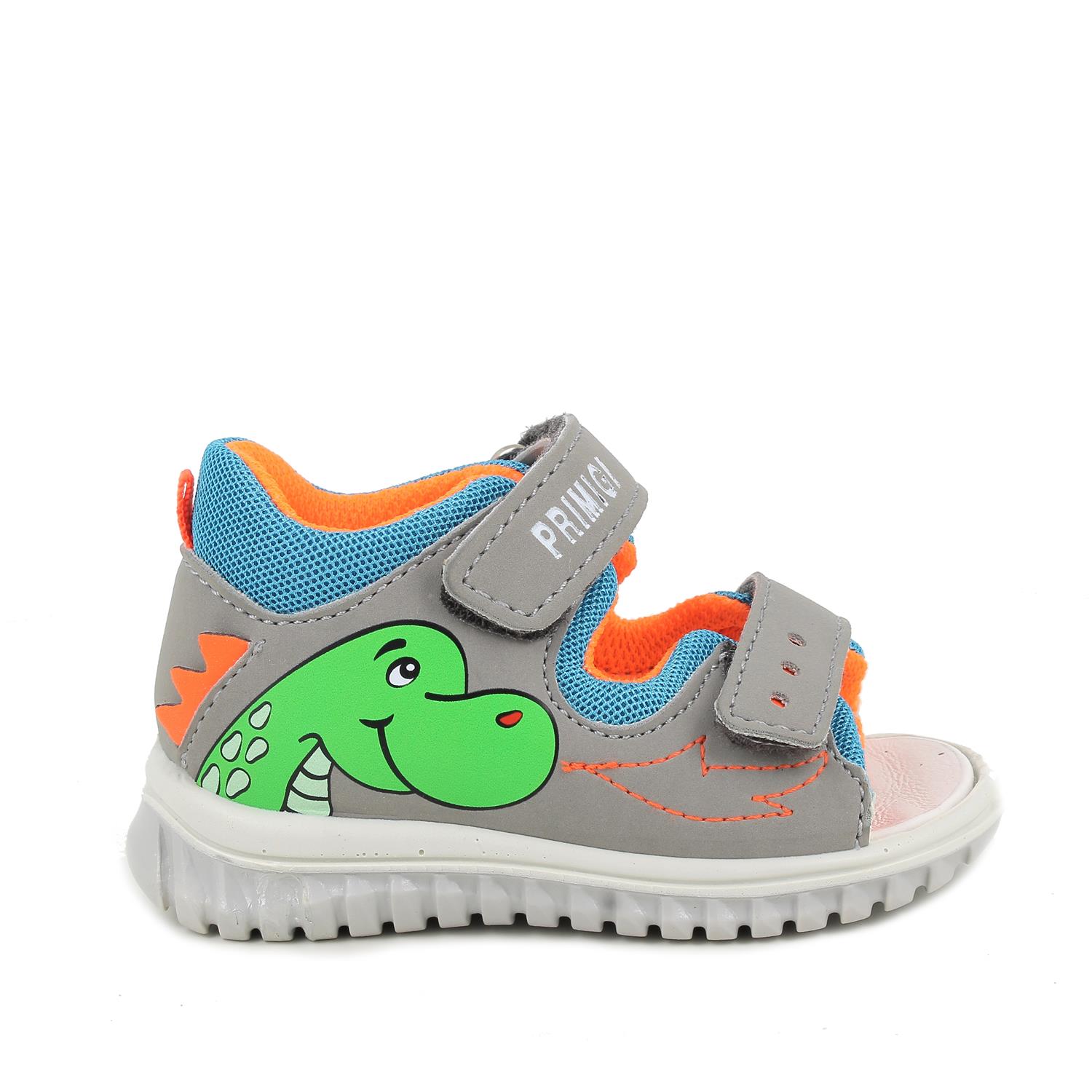 Sandali da bambino grigio e celeste con strap