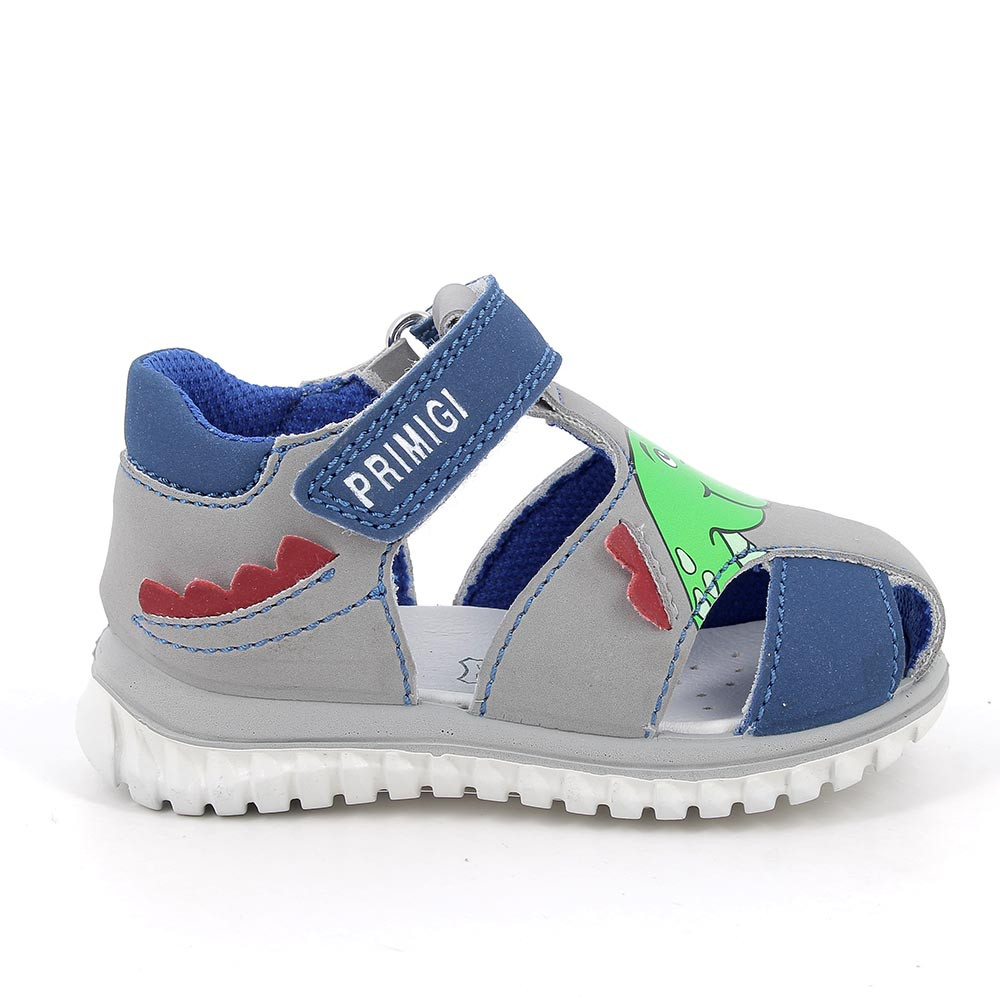 Sandale pour garçon gris et bleu avec velcro