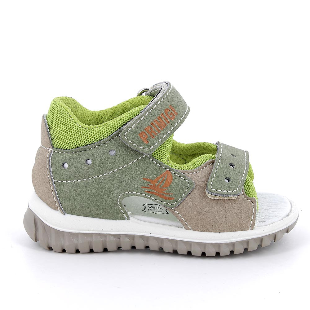 Sandale pour garçon vert et beige avec velcro