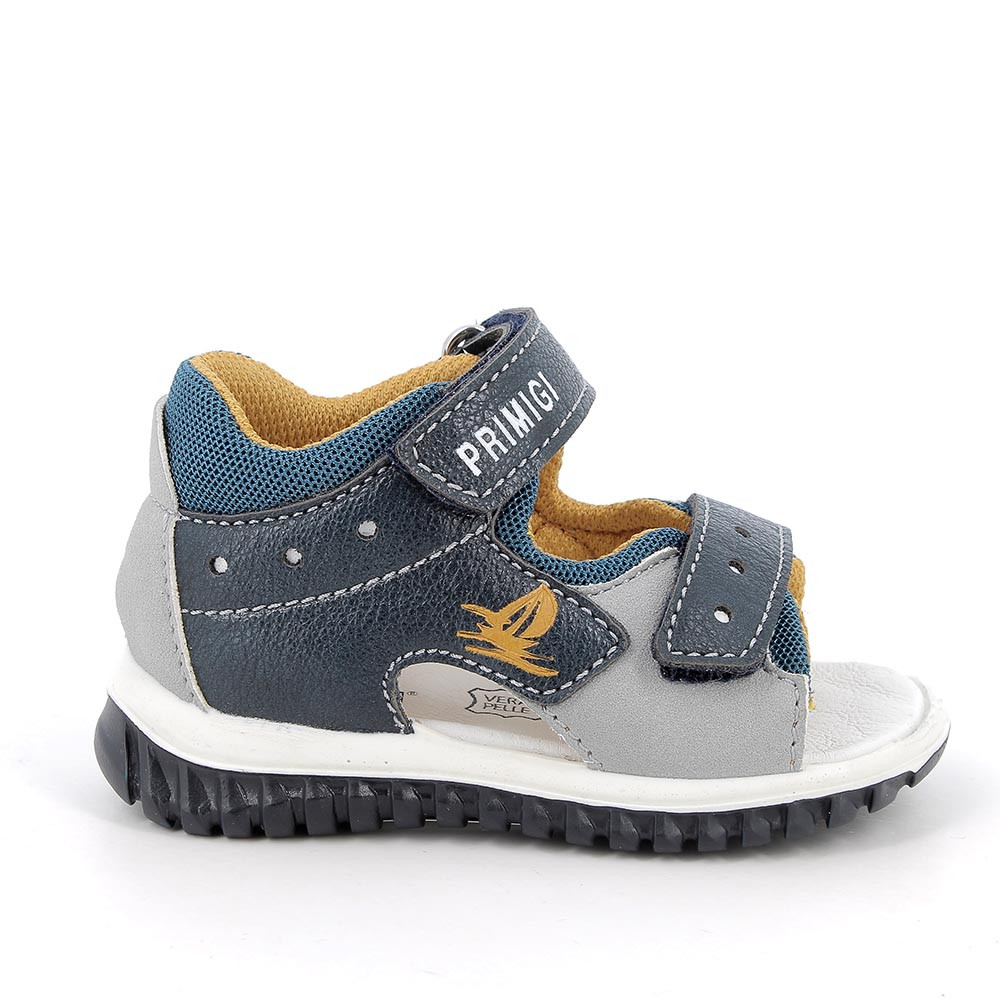 Sandale pour garçon bleu et gris avec velcro