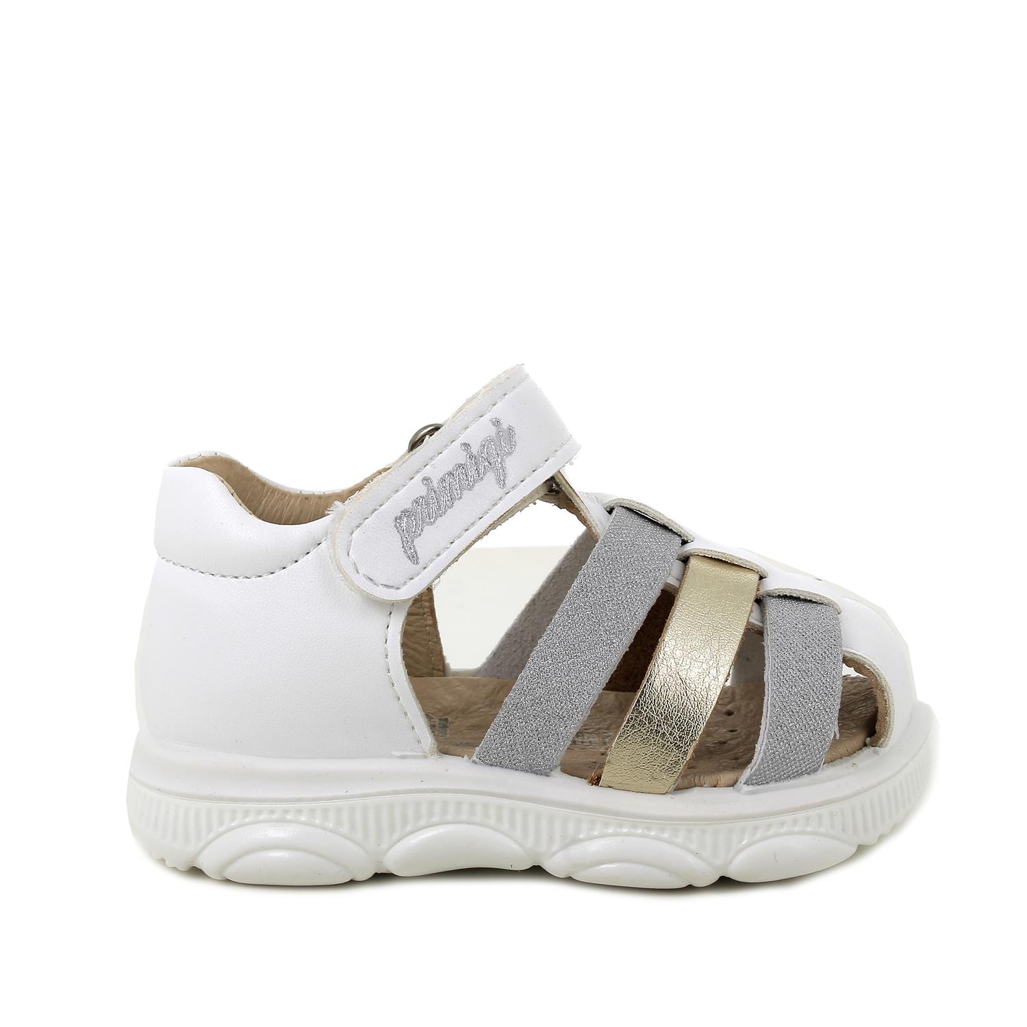 Sandali da bambina bianco e argento con strap