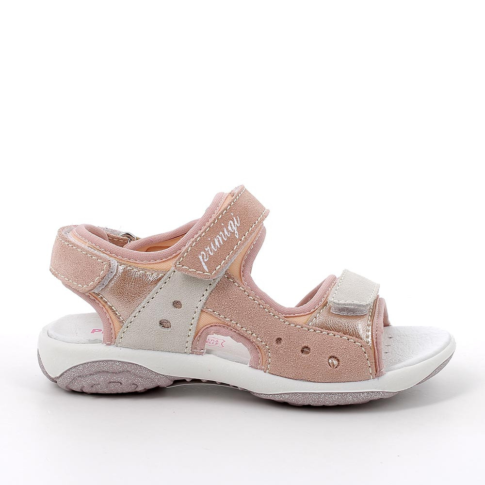 Sandali da bambina rosa e beige con strap