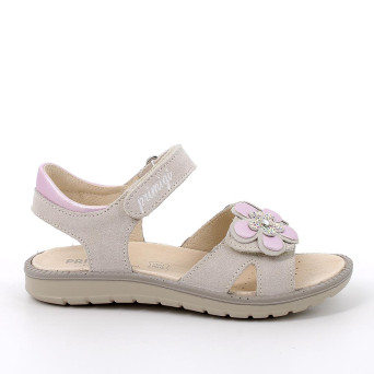 Sandale pour fille blanc et beige avec velcro Sandale pour fille blanc et beige avec velcro