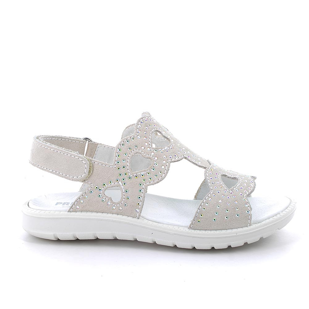 Sandale pour fille blanc et beige avec velcro