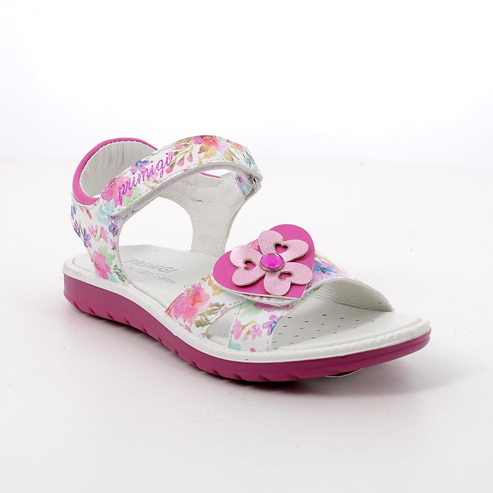 Sandals for girls fuchsia and white with velcro