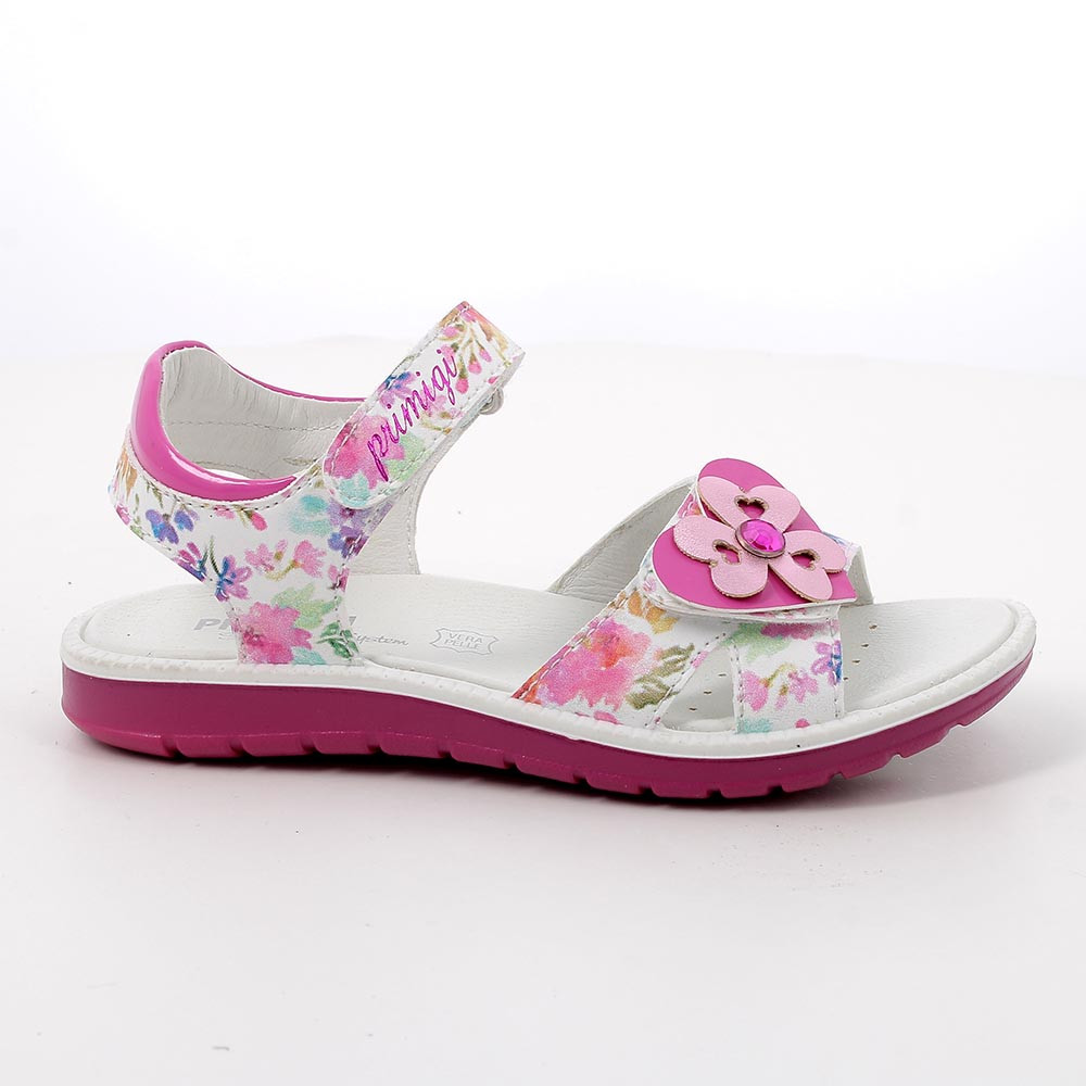 Sandals for girls fuchsia and white with velcro