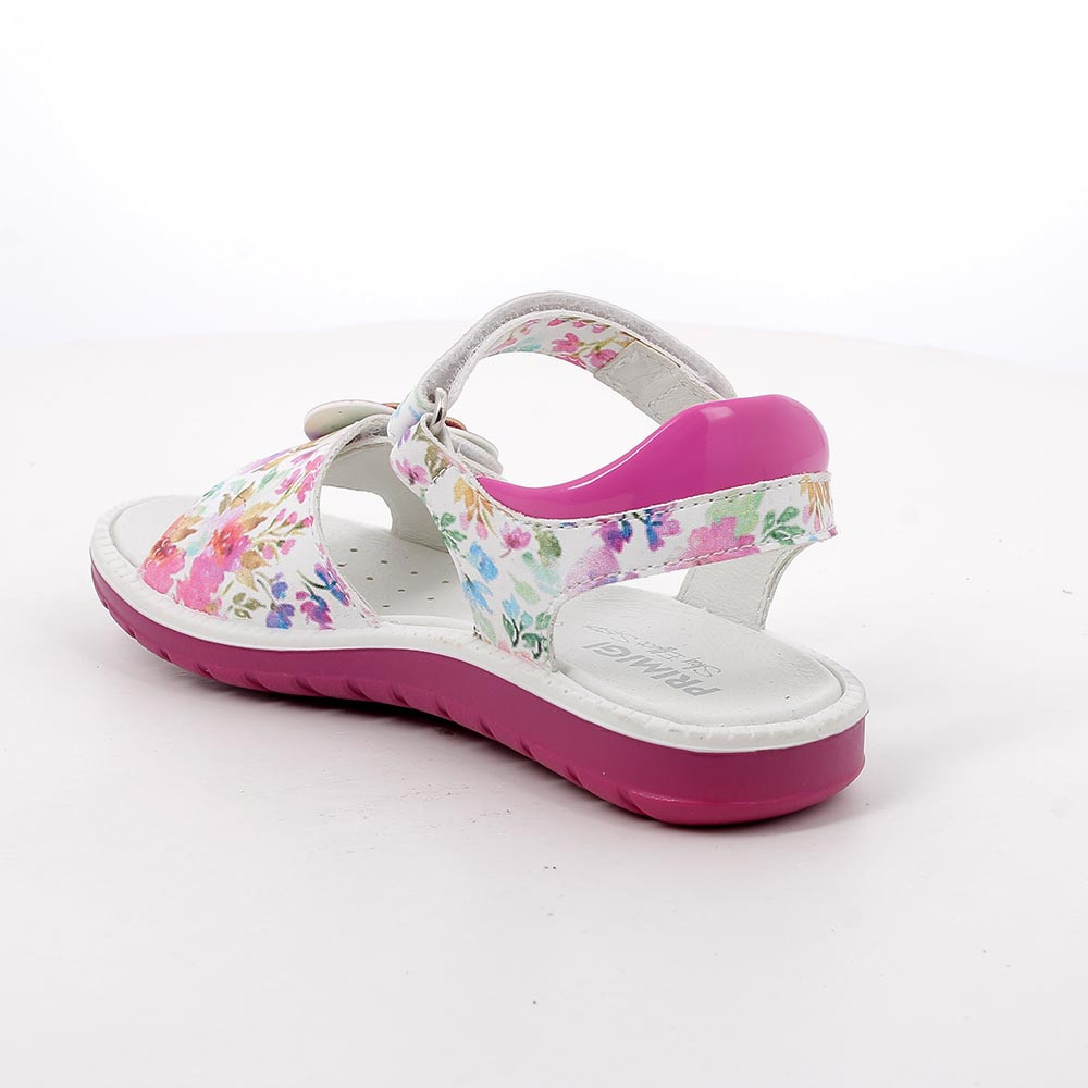 Sandals for girls fuchsia and white with velcro