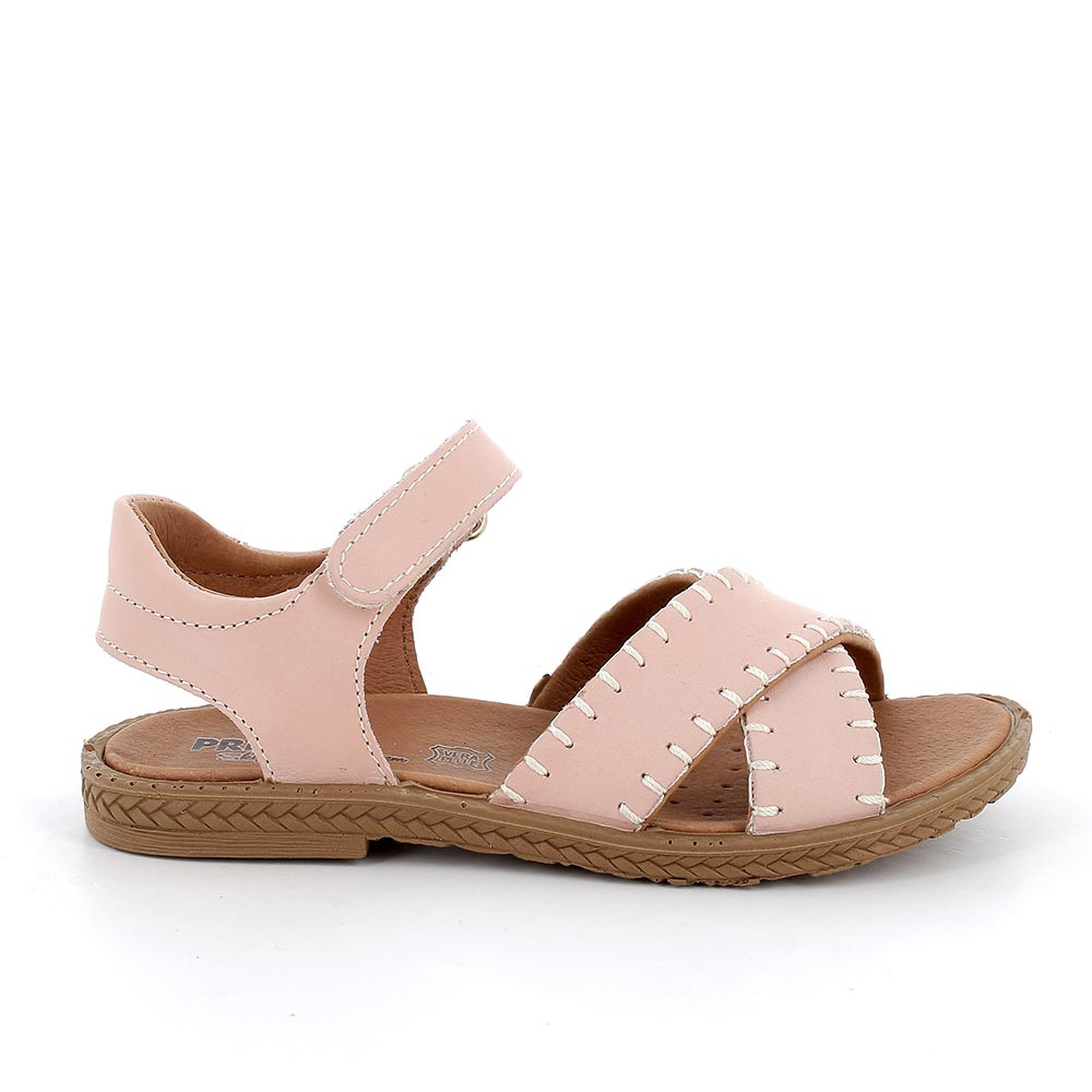 Sandals for girls pink and beige with velcro